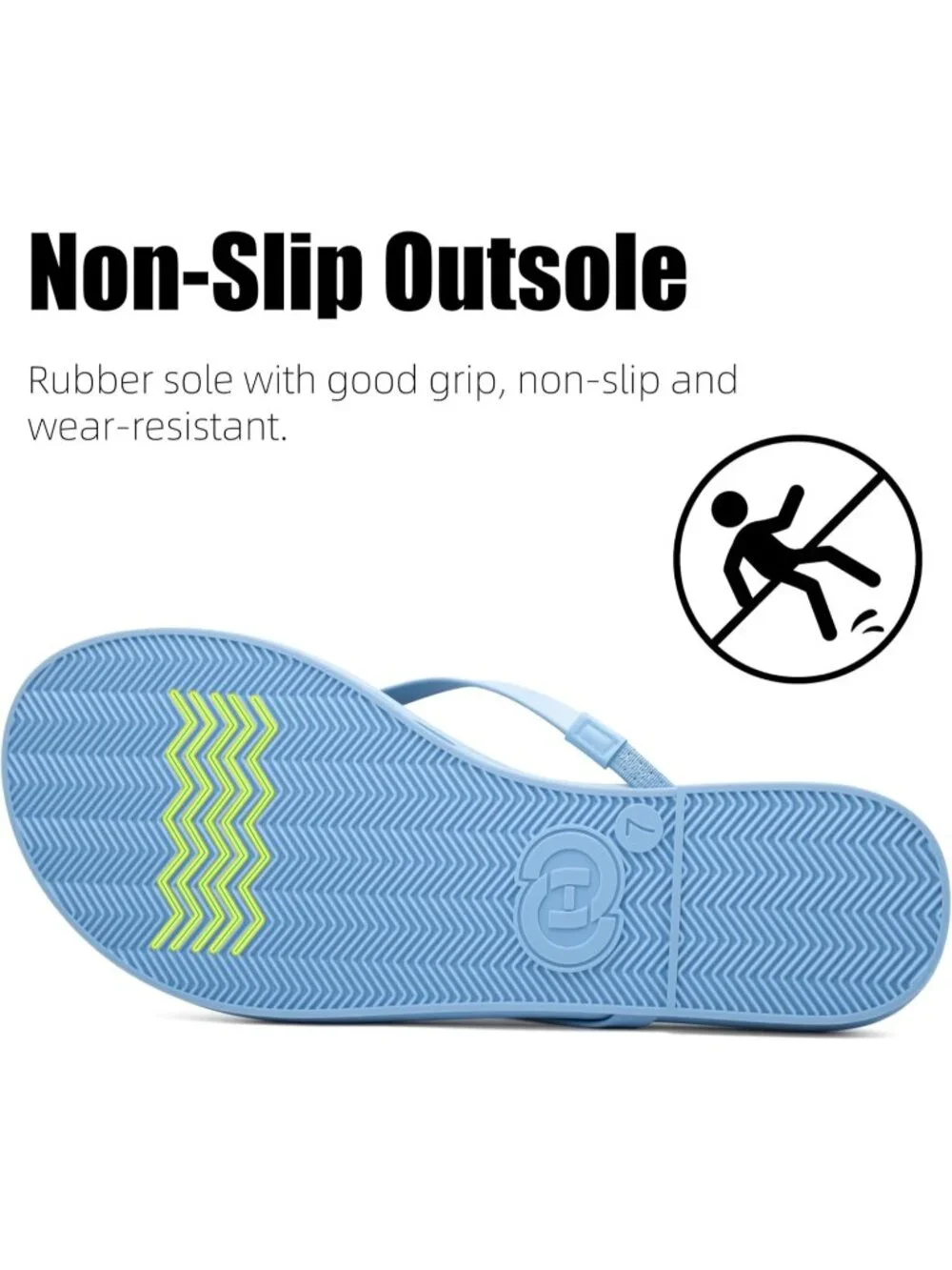 Women's Blue Faux Leather Summer  Memory Foam Thong Beach Slide Flats Sandals